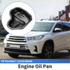 Black iron engine oil pan with molded contours and mounting holes for toyota highlander 2009-2019 shown from back side