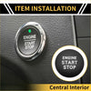Chrome finished engine start stop button switch knob cover for toyota tacoma with black center and green indicator light