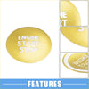 Gold-colored circular engine start stop ignition button cover with white embossed lettering for toyota tacoma 2016-2021