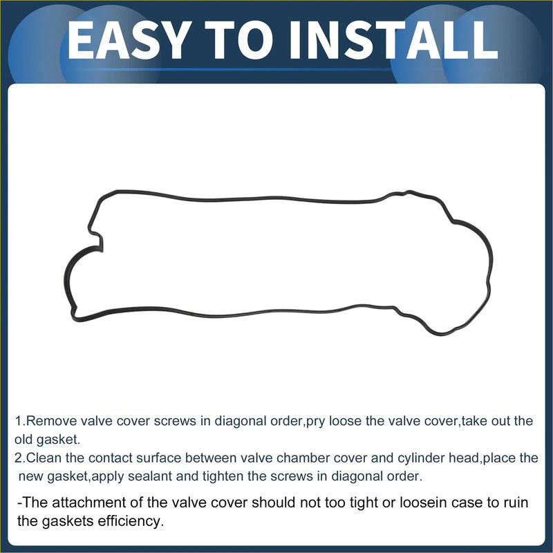 Black outline illustration of engine valve cover gasket for toyota auris 2006-2012 showing gasket shape