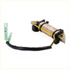 Exciter coil for tohatsu nissan 4hp 5hp with black wire and yellow red leads attached to beige insulated coil back side