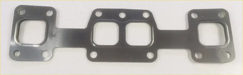 Black metal exhaust manifold gasket with three rectangular openings and bolt holes for ford ranger everest mazda bt50