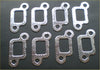 Silver metallic exhaust manifold gasket with textured perforated surface and rectangular cutout for land rover discovery v8