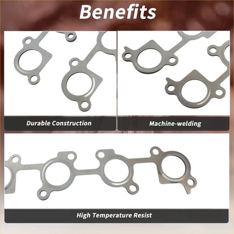 Metallic silver exhaust manifold header gaskets with precise cutouts for toyota 4runner 2003-2009 high temp use