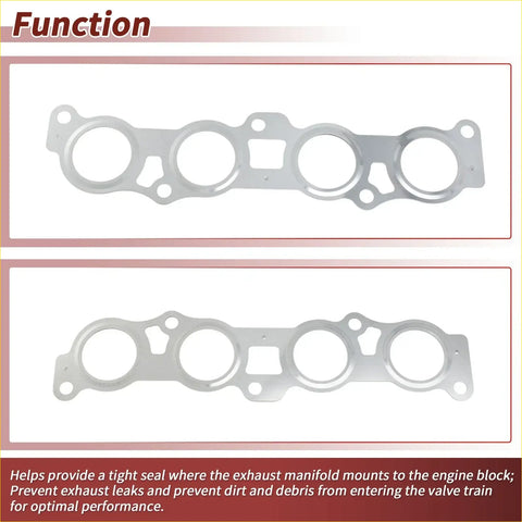 Silver metallic exhaust manifold header gasket set with four circular openings for Toyota SCP92-BEXEK 2005-2012