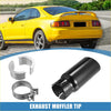 Black exhaust muffler tip set with silver clamps and mounting rings shown from the back for toyota 4runner 2018-2021