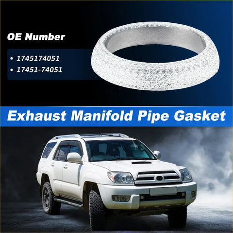 Silver textured exhaust pipe donut gasket with diamond pattern for toyota 4runner 2003-2009
