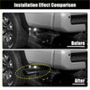 Black aftermarket exhaust tip set installed on the back side of a toyota tacoma 2005-2022 rear bumper muffler upgrade