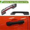 Black carbon fiber exterior door handle cover trim with textured surface and red stripe for toyota tacoma 2024-2025