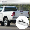 Chrome finished silver rectangular rear door tailgate handle for toyota pickup 1989-1995 shown from back side
