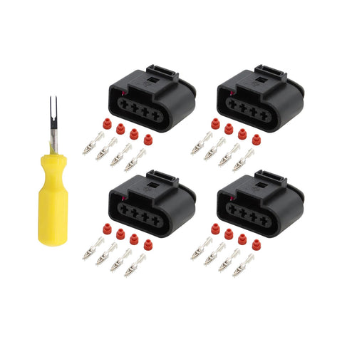 Audi / VW 4B0973724 Ignition Coil Connector Repair Kit 4x 4-Way Female Suitable