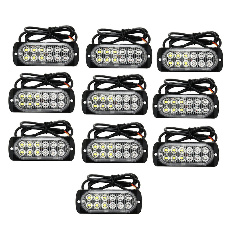 10x Amber & White LED Car Emergency Beacon Warning Strobe Lights Flashing Hazard — image 1