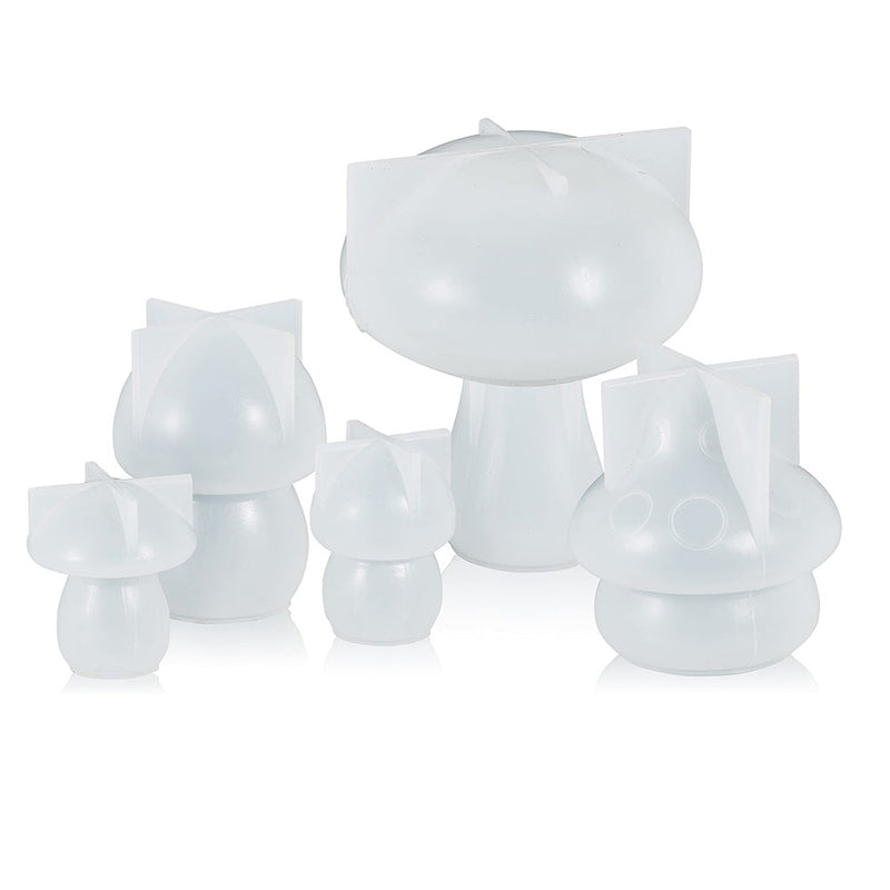 5-Style Mushroom Silicone Resin Casting Molds to suit DIY Epoxy Craft — image 1