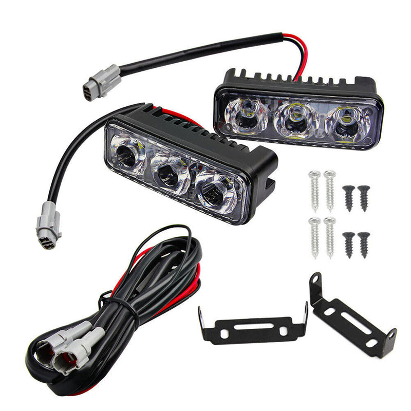 2x Super Bright 3-LED Daytime Running Lights (DRL) White (Pair) to suit Universal — image 1