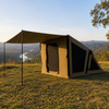 Rockarmor Inflatable Family Tent pitched at a lakeside campsite at sunset