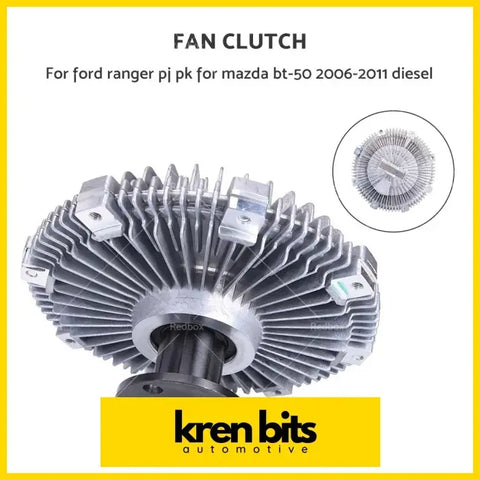 Silver metallic fan clutch with radial fins and mounting brackets for ford ranger pj pk mazda bt-50 2006-2011 diesel models