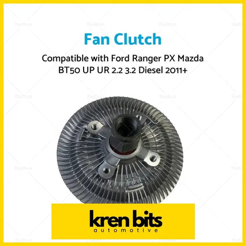 Metallic gray fan clutch with circular ribbed design and central hub for ford ranger px mazda bt50 up ur 2.2 3.2 engines