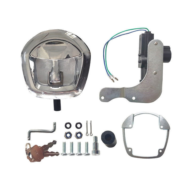 Chrome Power Operated Whale Tail T Handle 12V Folding Lock to suit Trailer — image 1