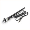 Black car fender antenna for nissan datsun bluebird with chrome base and coiled cable ending in rca connector