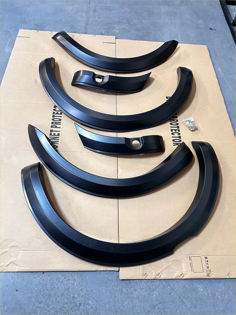 Set of black matte fender flares for ford ranger px3 2019-2021 with smooth style and sensor for vehicle customization