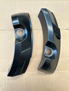 Black glossy motorcycle side panels with angular cutouts and central hole for fender flare ford ranger 2022+ wildtrak