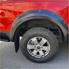 Black plastic fender flare bolt style mounted on red ford ranger 2022 new ranger xlt sport model