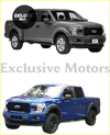Gray and blue ford f-150 trucks with chrome accents featuring rugged fender flares for 2018-2023 models