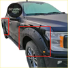Black plastic fender flare for ford f150 2018-2023 with integrated mounting bolts and orange reflector back side view