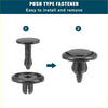 Black push-type fender liner clip with flat circular head and prongs for easy install on Toyota Avalon