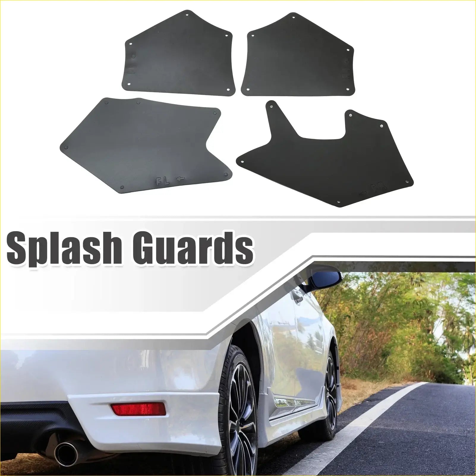 Black plastic fender liners splash shield set with matte finish and wheel well cutouts for toyota sequoia tundra 2008-2020