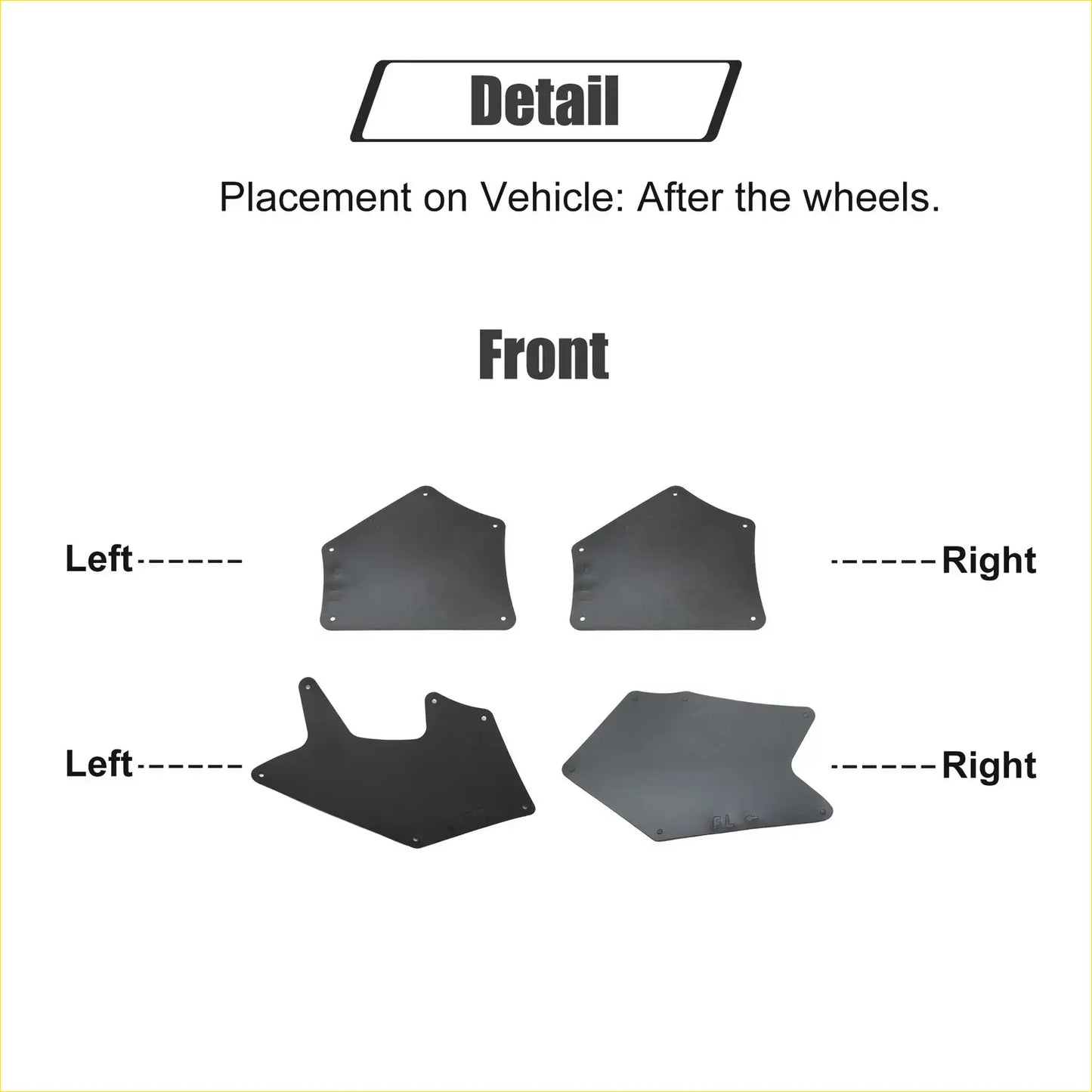 Black metal fender liners splash shield set for toyota sequoia tundra wheels undercarriage protection back side view