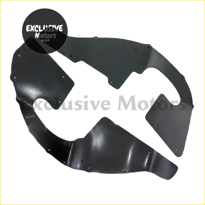 Black metal fender flare panels for toyota fj cruiser showing back side with shock absorber cushion lining