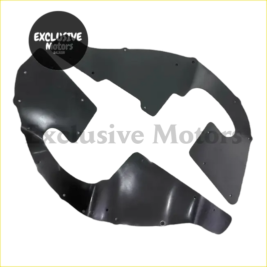 Black metal fender flare panels for toyota fj cruiser showing back side with shock absorber cushion lining