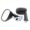 Black plastic fender side view mirror assemblies with chrome brackets for mazda glc 323c 626 rx series back side