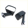 Black plastic fender side-view mirrors with chrome brackets shown from the back for toyota hilux 1972-1997