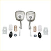 Chrome finished vintage style motorcycle fender mirrors with rounded rectangular glass and slender stems for nissan cedric