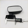 Black plastic side mirror with rectangular reflective surface and digital caliper for toyota hilux 1978-1983 fender mirrors