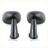 Black glossy finished fender mirrors set with smooth rounded housing and textured stems for datsun nissan b310 cars