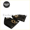 Back side of black plastic fender vent cover with coiled yellow wiring for ford ranger t7 t8 led turn signals