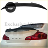 Black carbon fiber rear spoiler for infiniti g37 or q50 seen from the backside for 2007-2014 models