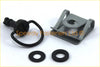 Gray plastic clip with black rubber grommet and two black washers for land rover fuel filter quick release pin cover
