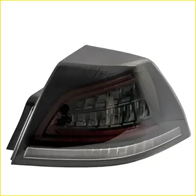 Back side of a black smoke led tail light for holden ve commodore sedan with sleek angular design and red bottom illumination