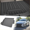 Black rubber flat face cargo liner with ribbed texture and side handles for toyota prius 2023-2024 rear boot mat