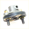 Gray metallic flexible coupling assembly with black rubber gasket and brass bolts for Toyota Hilux 83-98 back side view