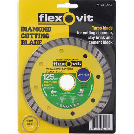 Flexovit Turbo Diamond Cutting Blade Concrete/Clay 125mm