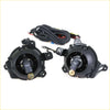 Black plastic fog light assemblies with integrated wiring harnesses for mitsubishi l200 triton strada 2005-2009 back view