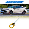 Yellow folding tow hook with metallic shaft and black connector for toyota avanza front trailer ring eye 2010-2023