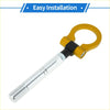 Folding yellow and black metal tow hook with threaded chrome shaft for toyota avanza front trailer ring eye 2010-2023