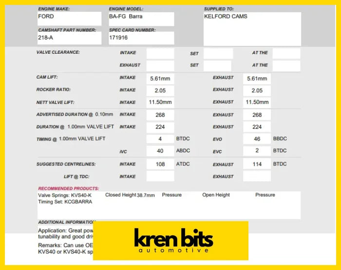 Ford Barra Cam Gears - Kelford Cams Kcgbarra