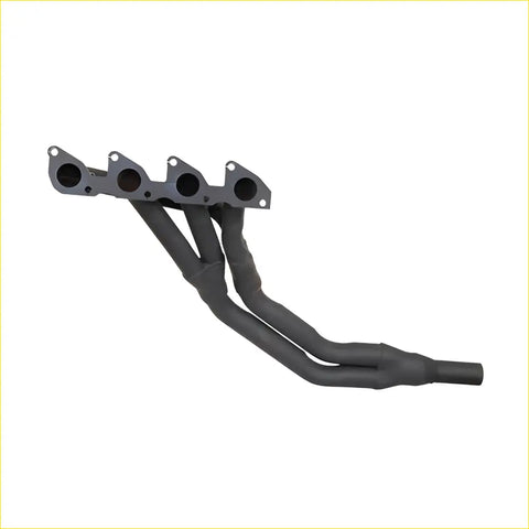 Black metallic exhaust manifold for ford courier triton pajero 2.6l with four circular inlets and tapered outlet